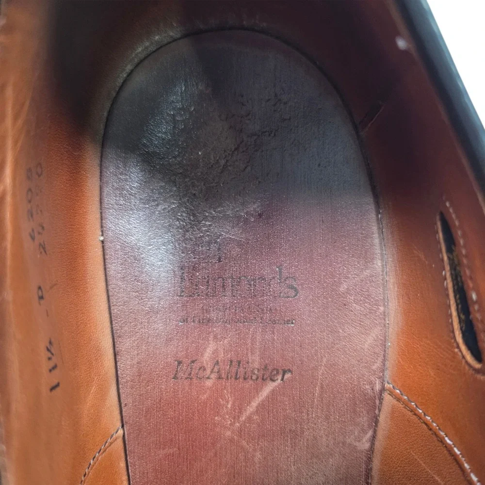 Allen Edmonds McAllister Oxford Men 11.5 D Black Leather Wingtip 6205 Shoes Vtg